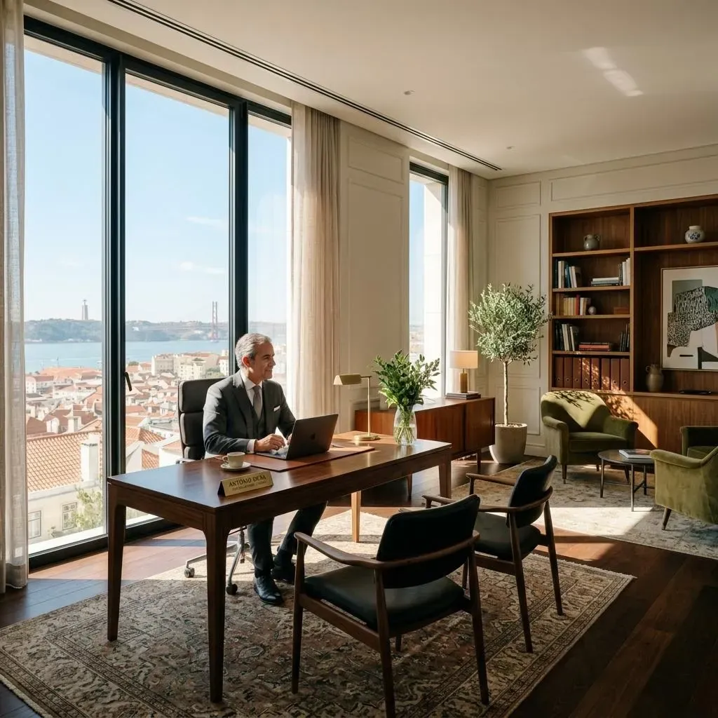 Private property adviser working in a bright office