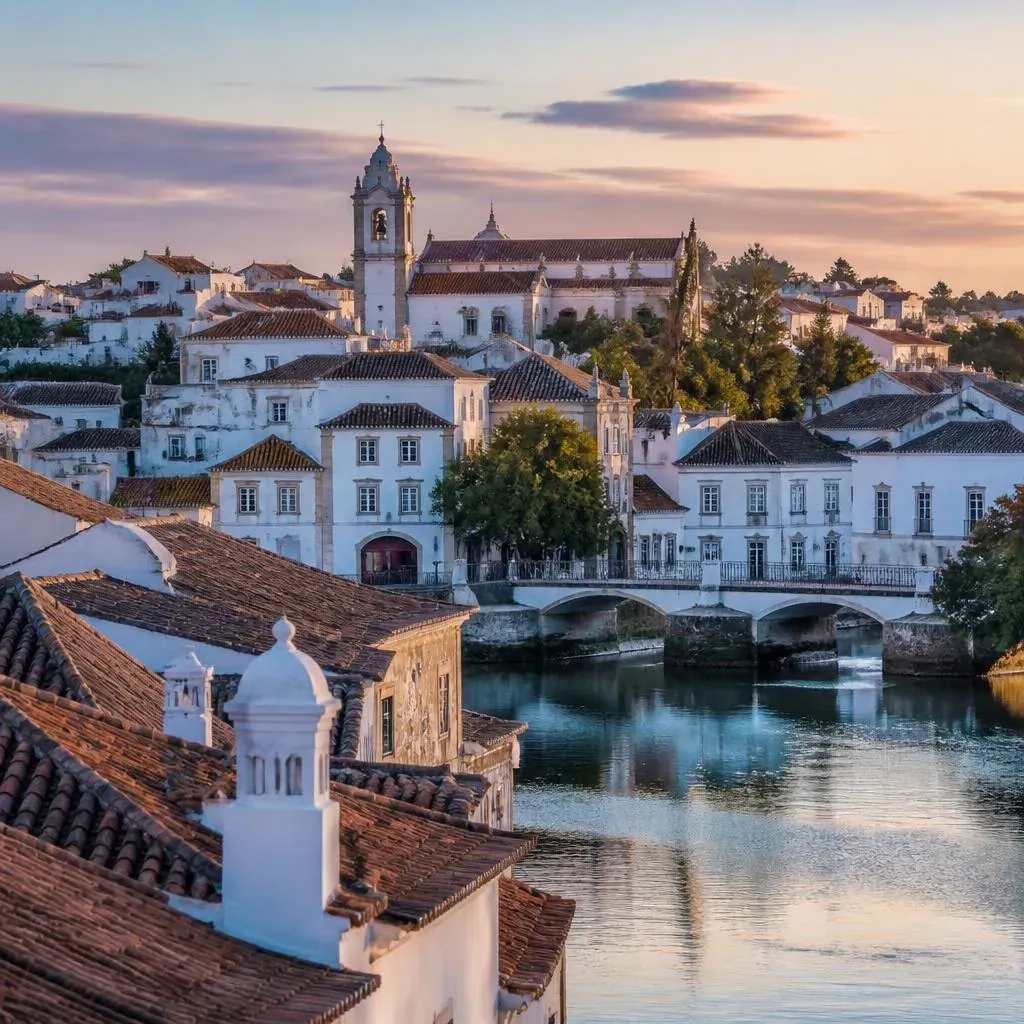 Whitewashed rooftops and historic architecture in Tavira